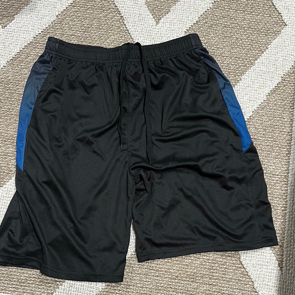 BEAST FASHION Black and Blue Athletic Shorts Lightweight Polyester